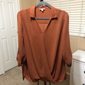 entro Burnt Orange Surplice Top